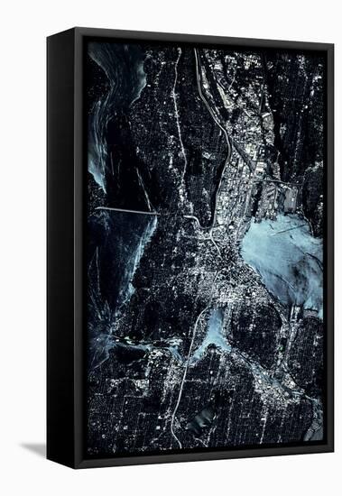 Satellite view of Seattle, Washington State, USA-null-Framed Premier Image Canvas