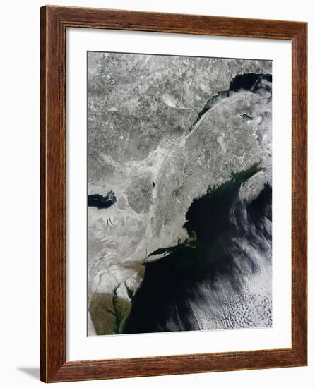 Satellite View of Snow in the Northeastern United States-Stocktrek Images-Framed Photographic Print