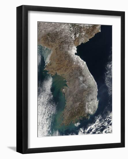 Satellite View of Snowfall Along South Korea's East Coast-Stocktrek Images-Framed Photographic Print