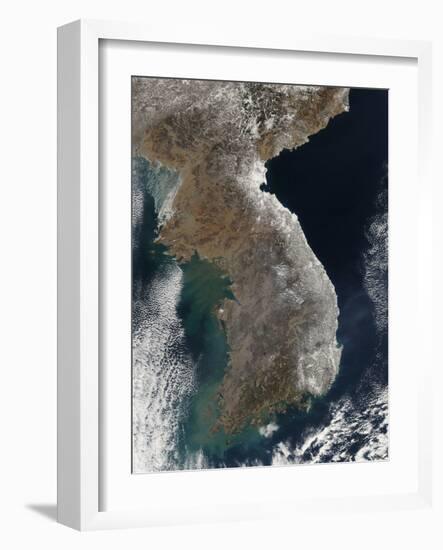 Satellite View of Snowfall Along South Korea's East Coast-Stocktrek Images-Framed Photographic Print