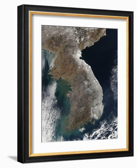 Satellite View of Snowfall Along South Korea's East Coast-Stocktrek Images-Framed Photographic Print