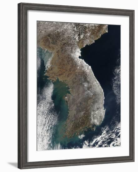 Satellite View of Snowfall Along South Korea's East Coast-Stocktrek Images-Framed Photographic Print