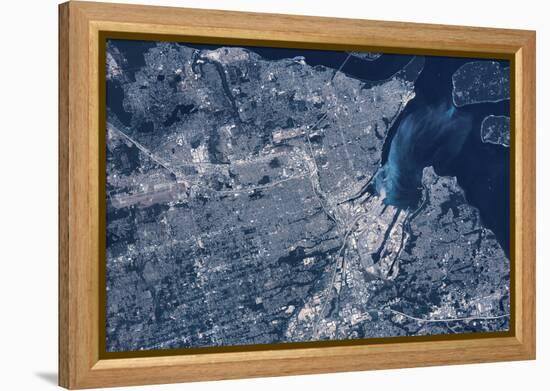 Satellite view of Tacoma, Pierce County, Washington State, USA-null-Framed Premier Image Canvas