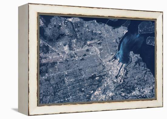 Satellite view of Tacoma, Pierce County, Washington State, USA-null-Framed Premier Image Canvas