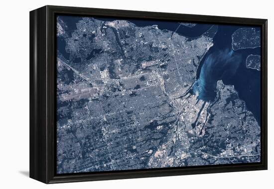 Satellite view of Tacoma, Pierce County, Washington State, USA-null-Framed Premier Image Canvas