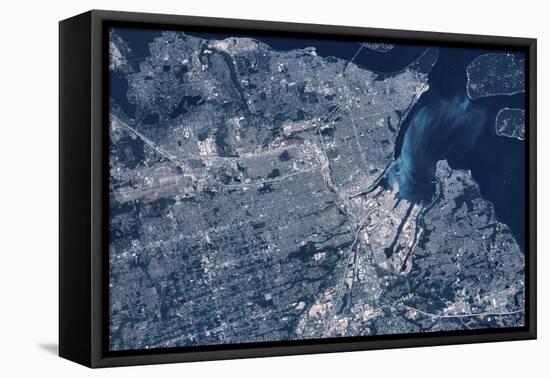 Satellite view of Tacoma, Pierce County, Washington State, USA-null-Framed Premier Image Canvas