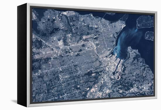 Satellite view of Tacoma, Pierce County, Washington State, USA-null-Framed Premier Image Canvas