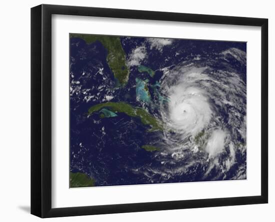 Satellite View of the Eye of Hurricane Irene as it Enters the Bahamas-Stocktrek Images-Framed Photographic Print
