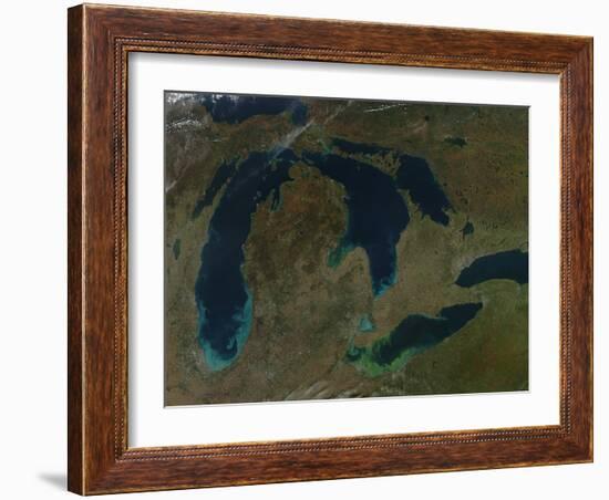 Satellite View of the Great Lakes, USA-Stocktrek Images-Framed Photographic Print