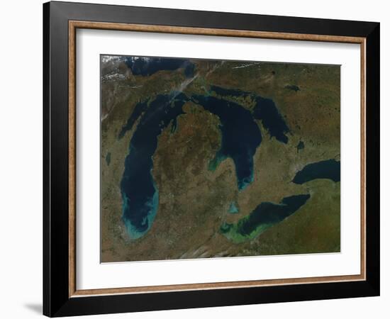 Satellite View of the Great Lakes, USA-Stocktrek Images-Framed Photographic Print