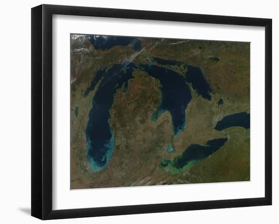 Satellite View of the Great Lakes, USA-Stocktrek Images-Framed Photographic Print