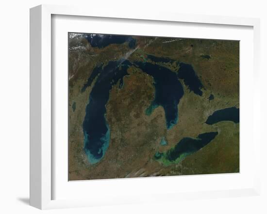 Satellite View of the Great Lakes, USA-Stocktrek Images-Framed Photographic Print