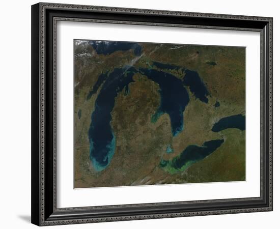 Satellite View of the Great Lakes, USA-Stocktrek Images-Framed Photographic Print