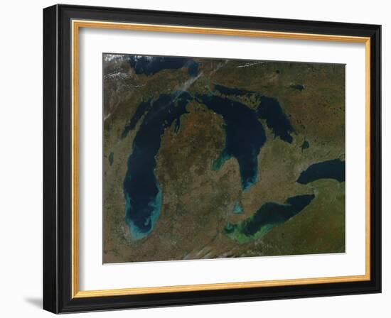 Satellite View of the Great Lakes, USA-Stocktrek Images-Framed Photographic Print