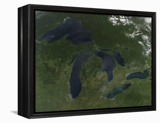 Satellite View of the Great Lakes-Stocktrek Images-Framed Premier Image Canvas