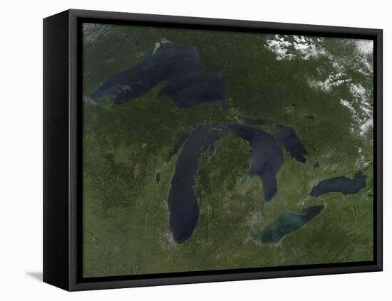 Satellite View of the Great Lakes-Stocktrek Images-Framed Premier Image Canvas