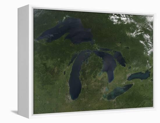 Satellite View of the Great Lakes-Stocktrek Images-Framed Premier Image Canvas