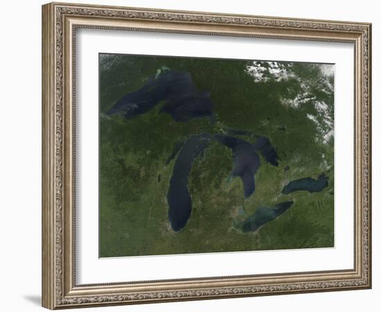 Satellite View of the Great Lakes-Stocktrek Images-Framed Photographic Print