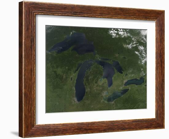 Satellite View of the Great Lakes-Stocktrek Images-Framed Photographic Print