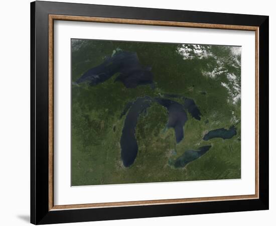 Satellite View of the Great Lakes-Stocktrek Images-Framed Photographic Print