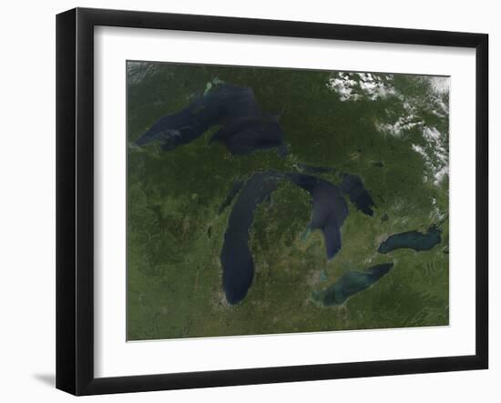 Satellite View of the Great Lakes-Stocktrek Images-Framed Photographic Print