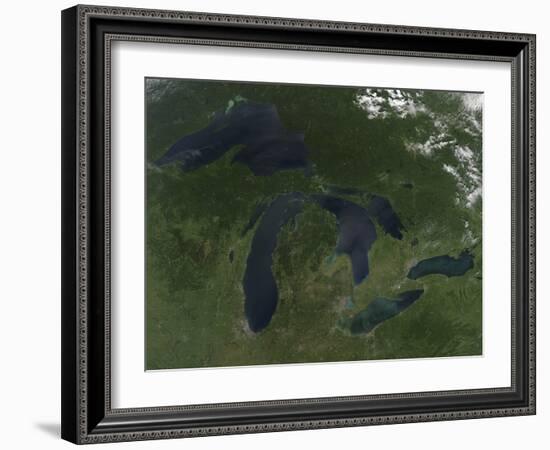 Satellite View of the Great Lakes-Stocktrek Images-Framed Photographic Print