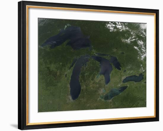 Satellite View of the Great Lakes-Stocktrek Images-Framed Photographic Print