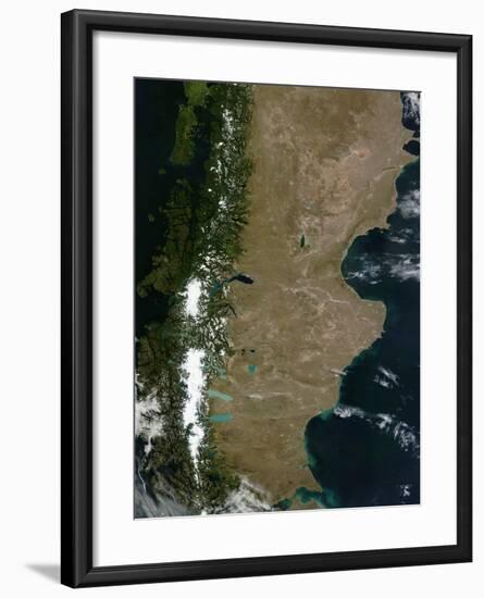 Satellite View of the Patagonia Region in South America-Stocktrek Images-Framed Photographic Print