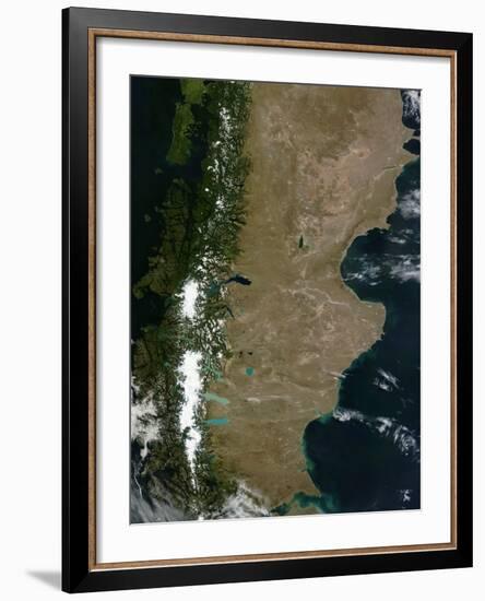 Satellite View of the Patagonia Region in South America-Stocktrek Images-Framed Photographic Print