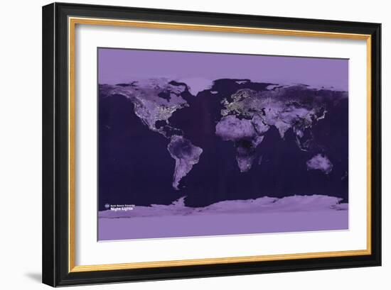 Satellite View of the World Showing Electric Lights and Usage-Goddard Space Center-Framed Art Print