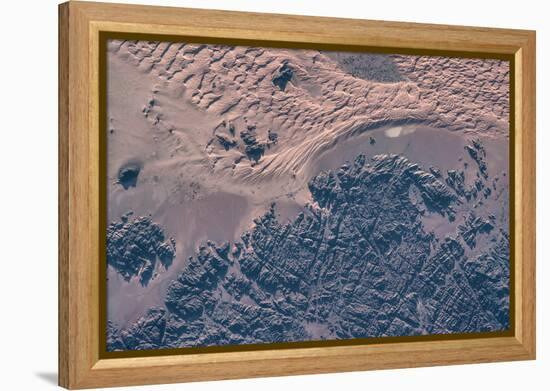 Satellite view of wet sand on riverbed, Ha'il Province, Saudi Arabia-null-Framed Premier Image Canvas