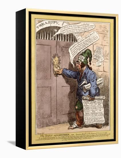 Satirical Cartoon in the Daily Advertiser regarding Dundas' Speech in the House of Commons, 1797-James Gillray-Framed Premier Image Canvas