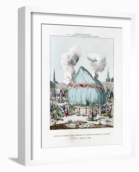 Satirical Engraving on the Fire of the Balloon of Miolan and Janinet 1784-Gaston Tissandier-Framed Giclee Print