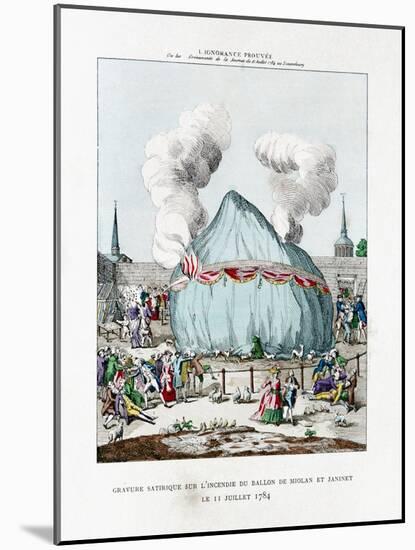 Satirical Engraving on the Fire of the Balloon of Miolan and Janinet 1784-Gaston Tissandier-Mounted Giclee Print