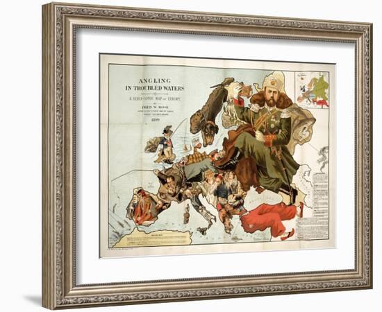 Satirical Map - A Serio-Comic Map of Europe-Fred W Rose-Framed Giclee Print