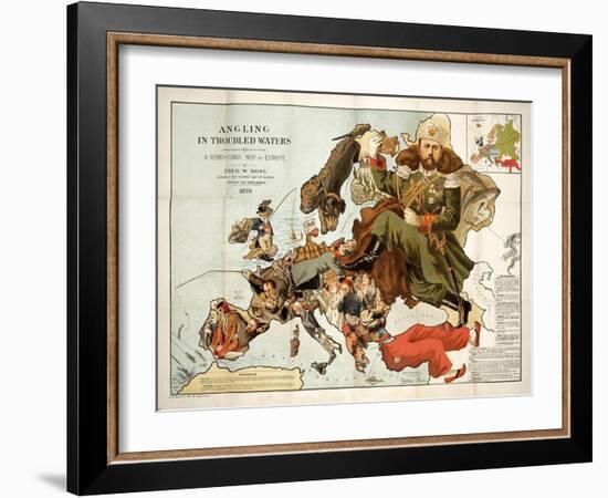 Satirical Map - A Serio-Comic Map of Europe-Fred W Rose-Framed Giclee Print