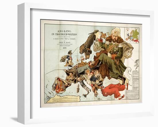 Satirical Map - A Serio-Comic Map of Europe-Fred W Rose-Framed Giclee Print