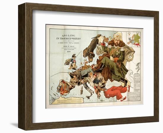 Satirical Map - A Serio-Comic Map of Europe-Fred W Rose-Framed Giclee Print