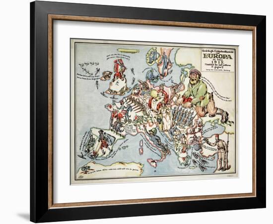 Satirical Map - Compact Overview of European Spring, 191-Lucas Gräfe-Framed Giclee Print