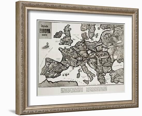 Satirical Map - Europe in the World War 1914-E. Zimmerman-Framed Giclee Print
