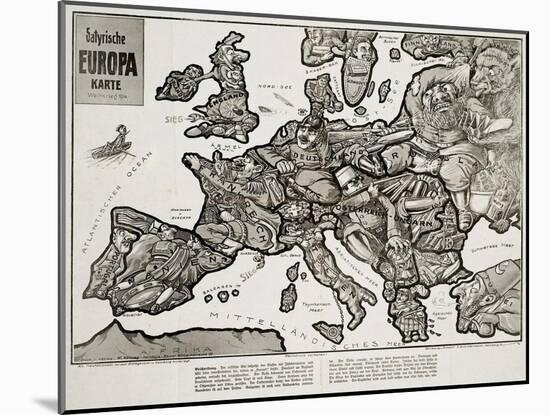 Satirical Map - Europe in the World War 1914-E. Zimmerman-Mounted Giclee Print