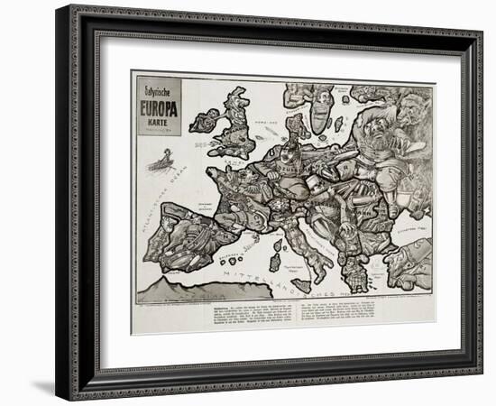 Satirical Map - Europe in the World War 1914-E. Zimmerman-Framed Giclee Print