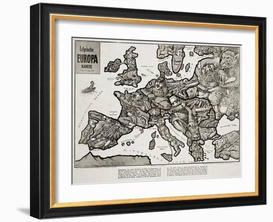 Satirical Map - Europe in the World War 1914-E. Zimmerman-Framed Giclee Print