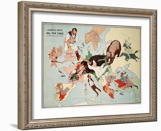 Satirical Map - European Revue - Kill That Eagle-null-Framed Giclee Print