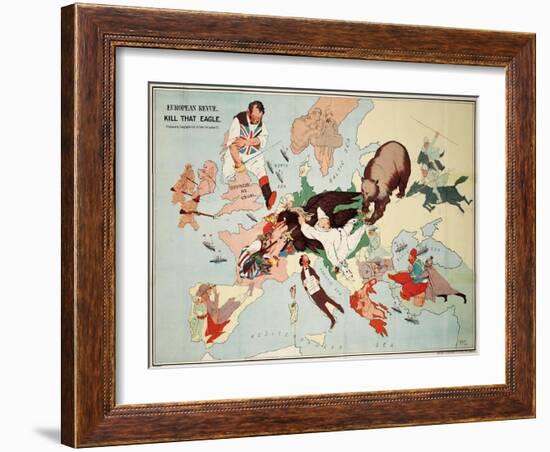 Satirical Map - European Revue - Kill That Eagle-null-Framed Giclee Print