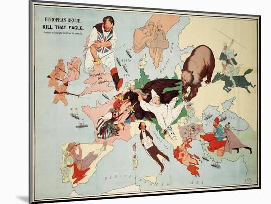 Satirical Map - European Revue - Kill That Eagle-null-Mounted Giclee Print