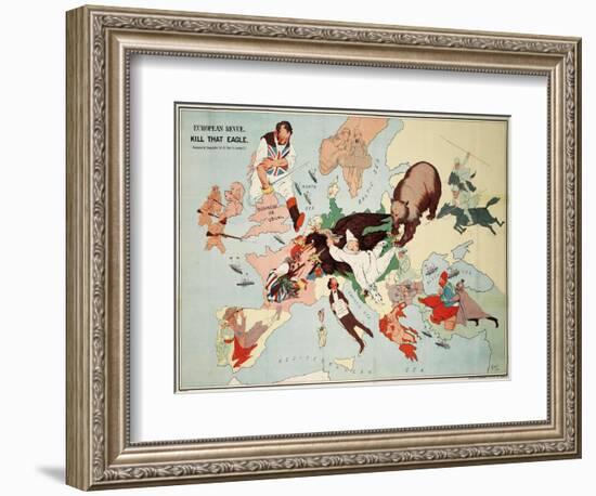 Satirical Map - European Revue - Kill That Eagle--Framed Giclee Print