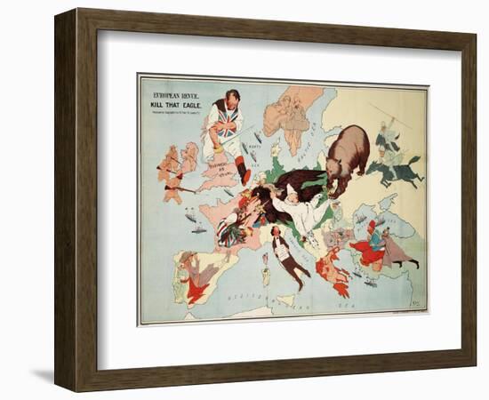 Satirical Map - European Revue - Kill That Eagle-null-Framed Giclee Print