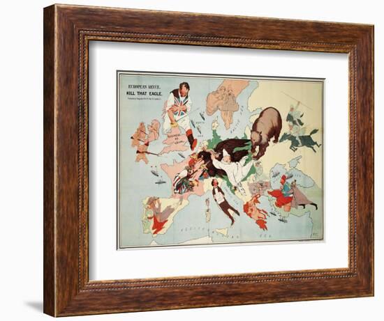 Satirical Map - European Revue - Kill That Eagle-null-Framed Giclee Print