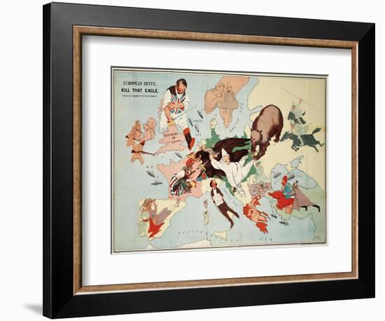 Satirical Map - European Revue - Kill That Eagle-null-Framed Giclee Print